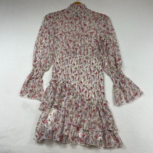 Princess Polly Tiered Ruffle Mini Dress Size 6 Floral Boho Shirred Waist FLAW - Picture 2 of 14